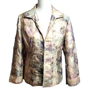 Chico’s Patched-like Fabric Hook&Eye Closure Blazer Sz 0 (US S/4)